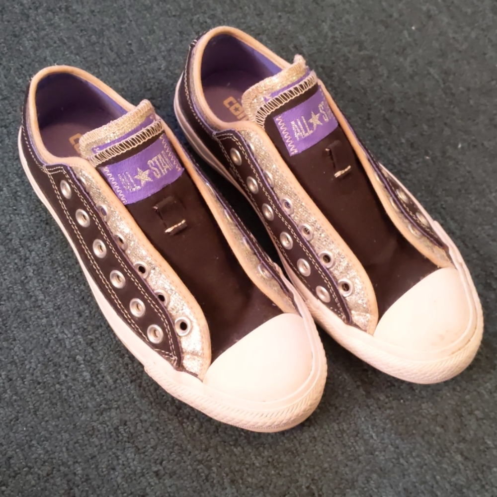 Converse Sneakers - Size 7 black/purple/silver